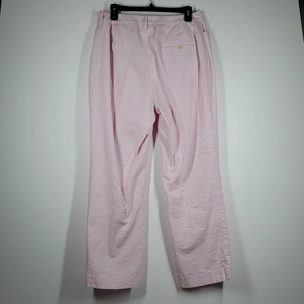 Lauren Ralph Lauren Pink Seersucker Pants Womens Straight Leg Preppy Summer - Picture 9 of 11